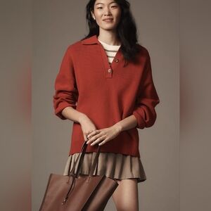 Reformation Rust V-Neck Sweater
